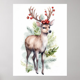 AI Generated Christmas Reindeer For Nursery Poster