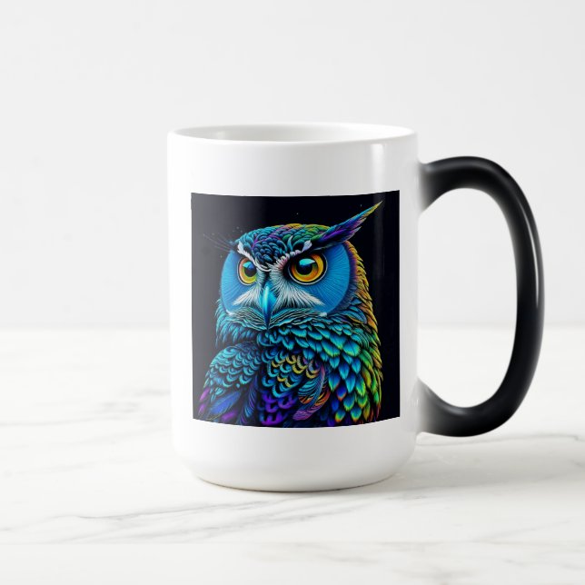 Ai generated Colourful Owl  Magic Mug (Right)