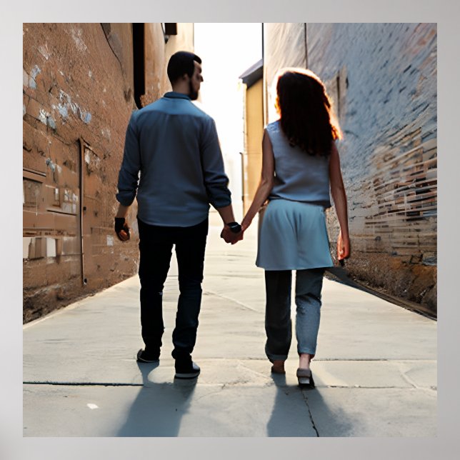 AI Generated Couple Holding Hands  Poster (Front)