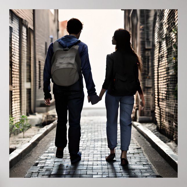 AI Generated Couple Holding Hands  Poster (Front)