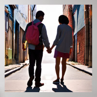AI Generated Couple Holding Hands Urban Art