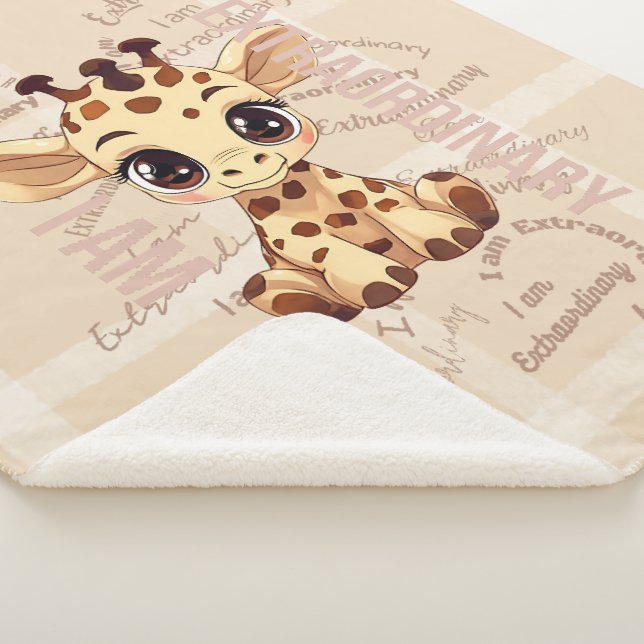 AI generated | Cute Affirmations | Giraffe Sherpa Blanket (3/4)