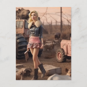 AI generated doll in a post apocalyptic world Postcard