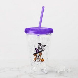 AI generated English Bulldog Halloween Acrylic Tumbler