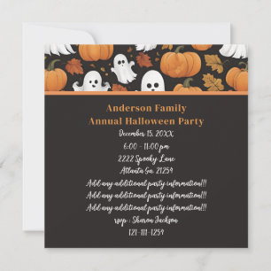 AI Generated Ghost And Pumpkin Halloween Invitation