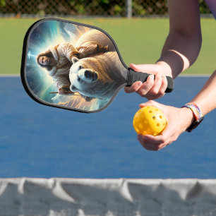 (AI Generated ) Jesus on a polar bear Pickleball Paddle