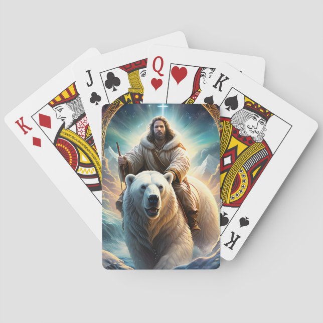 (AI Generated ) Jesus on a polar bear  Playing Cards (Back)