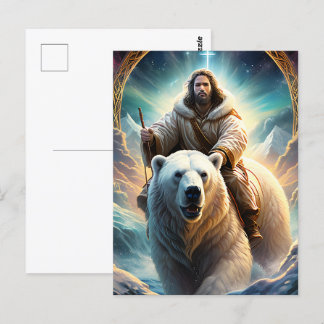 (AI Generated ) Jesus on a polar bear Postcard