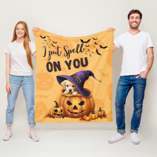 AI generated  Labrador   Halloween Witch Fleece Blanket