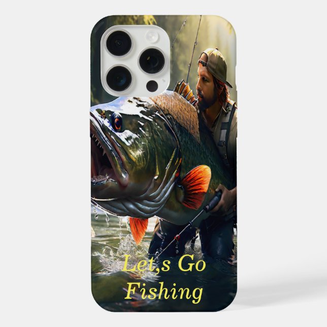 (ai generated) lets go river fishing  iPhone case (Back)
