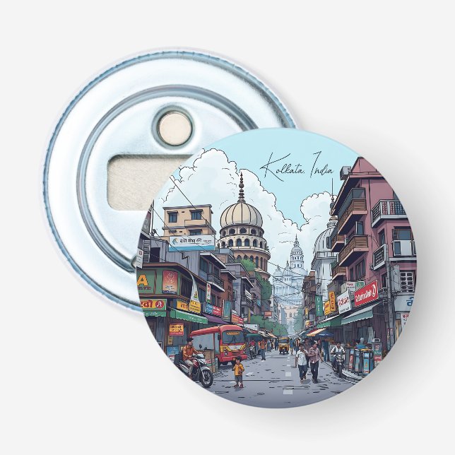 Ai Illustration of Kolkata, India Bottle Opener (Front)