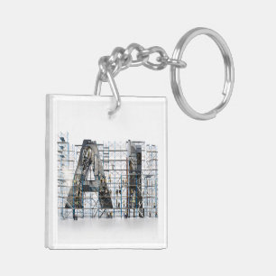 AI Industrial Letterform Architecture Art Key Ring