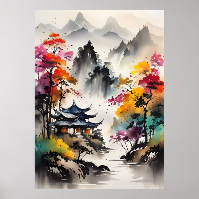 AI Ink Drawing landscape Poster (Front)