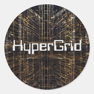 AI inspired HyperGrid Pattern  Classic Round Sticker