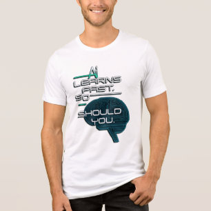 AI Learns Fast - Futuristic Tech Brain Design Tri-Blend Shirt