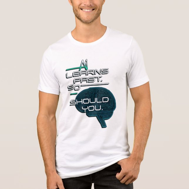 AI Learns Fast - Futuristic Tech Brain Design Tri-Blend Shirt (Front)