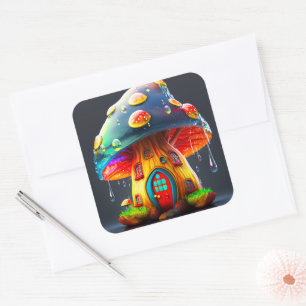 Ai Mushroom House Square Sticker
