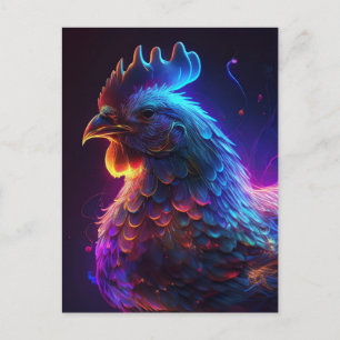 AI Neon Chicken  Postcard