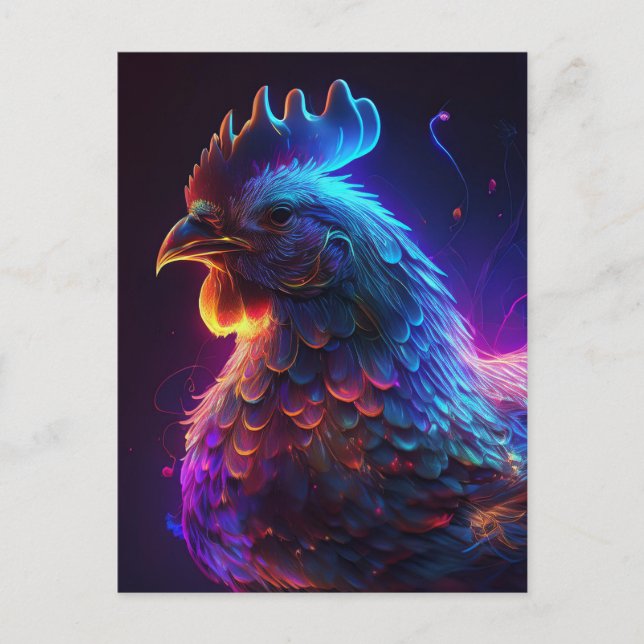 AI Neon Chicken  Postcard (Front)