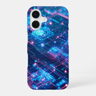 AI Neon Grid iPhone 16 Case