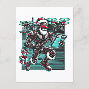 AI Powered Santa Robot with Drones and Christmas L Postcard