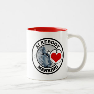 AI REBOOT - I LOVE MANKIND Two-Tone COFFEE MUG