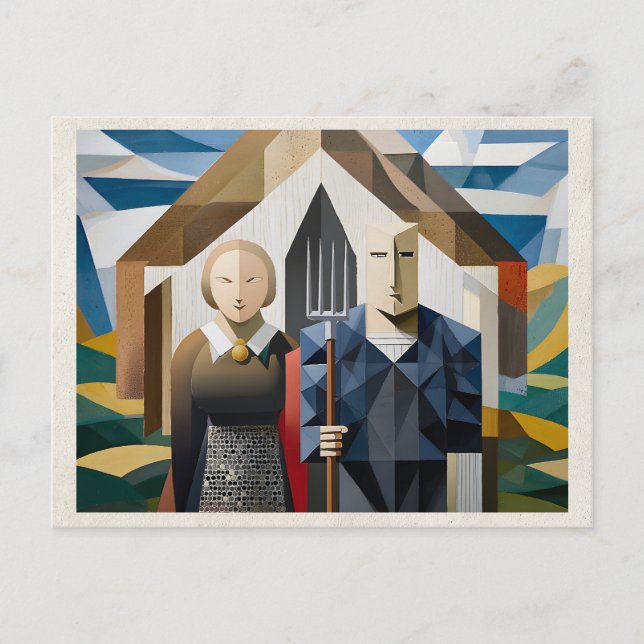AI Remix Artwork Abstract Couple Postcard (Front)