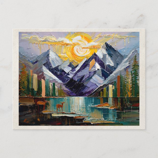 AI Remix Artwork Abstract Mountains Postcard (Front)