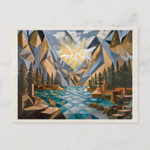 AI Remix Artwork Cubism Mountains Postcard