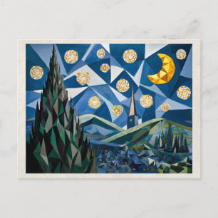 AI Remix Artwork Cubism Nightscape Postcard