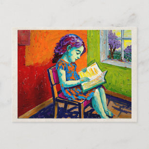 AI Remix Artwork Fauvism Girl Postcard
