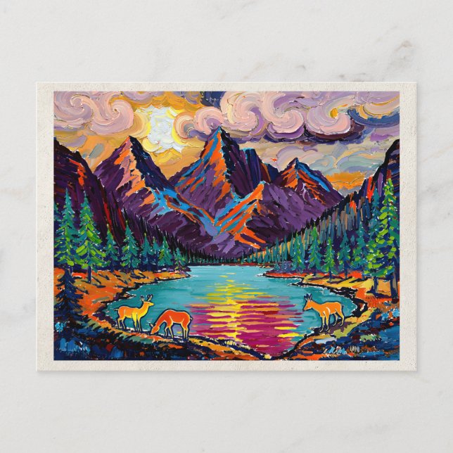 AI Remix Artwork Fauvism Mountains Postcard (Front)