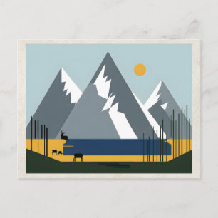 AI Remix Artwork Minimalism Mountains Postcard