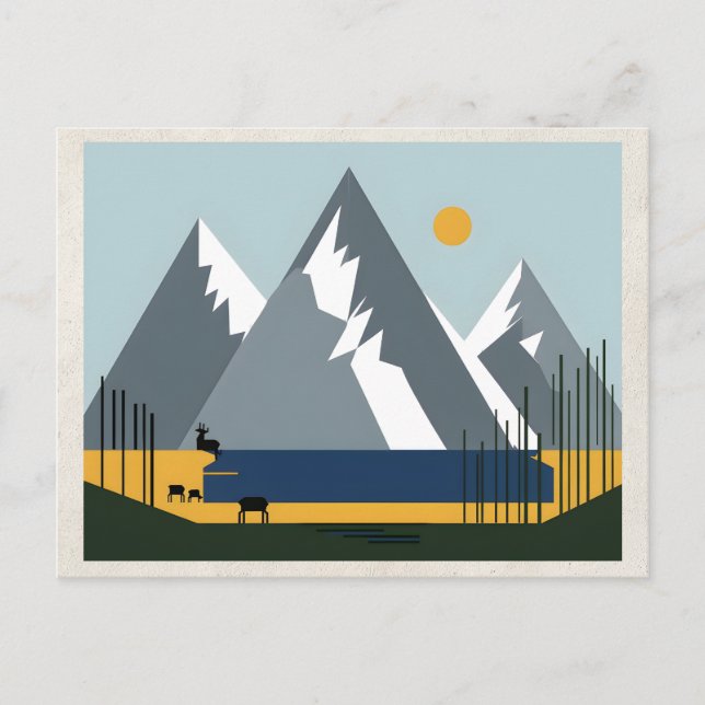AI Remix Artwork Minimalism Mountains Postcard (Front)