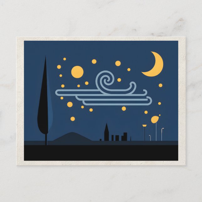 AI Remix Artwork Minimalism Nightscape Postcard (Front)