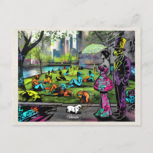 AI Remix Landscape Graffiti Urban Street Art Postcard