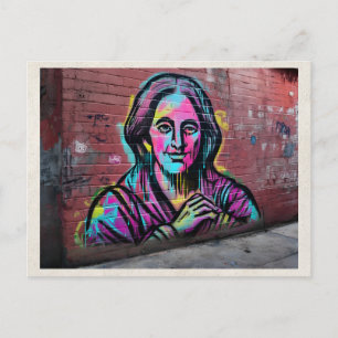 AI Remix Woman Fine Art Graffiti Urban Street Art Postcard