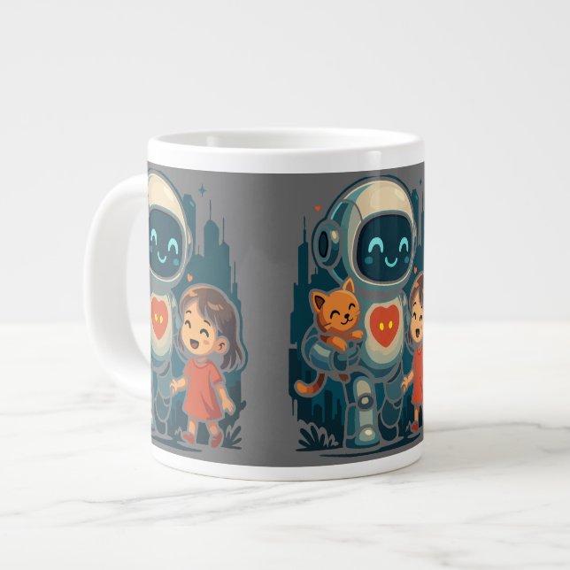 AI & Robot Characters – Futuristic Design Collecti Large Coffee Mug (Front Left)