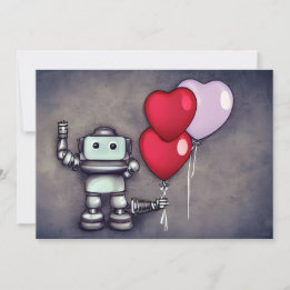 AI Robot Valentine Heart Balloons Holiday Card