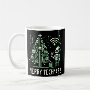AI Robot with Tech Christmas Tree – Merry Techmas Coffee Mug