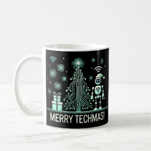 AI Robot with Tech Christmas Tree – Merry Techmas Coffee Mug