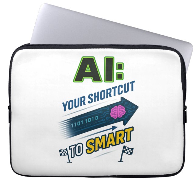 AI Shortcut to Smart Funny Artificial Intelligence Laptop Sleeve (Front)