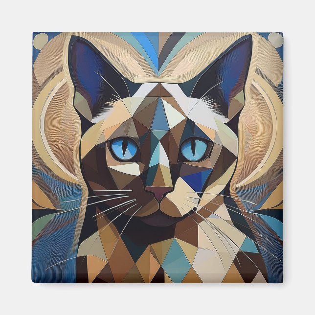 AI Siamese Cat Magnet (Front)