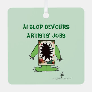 AI Slop Devours Artists' Jobs Christmas I Metal Tree Decoration