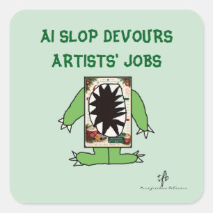 AI Slop Devours Artists' Jobs Christmas I Square Sticker