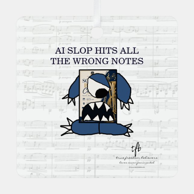 AI Slop Wrong Notes I Metal Tree Decoration (Front)