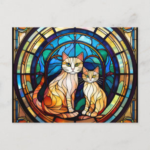 AI stained glass cats Postcard