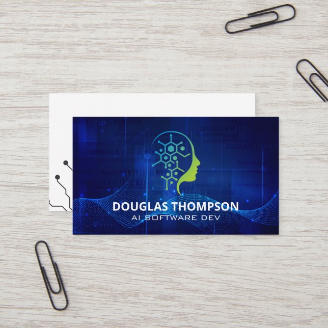 AI Tech Logo | Digital Background Business Card (Front/Back In Situ)