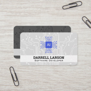 AI Tech Logo   Motherboard Background Business Card