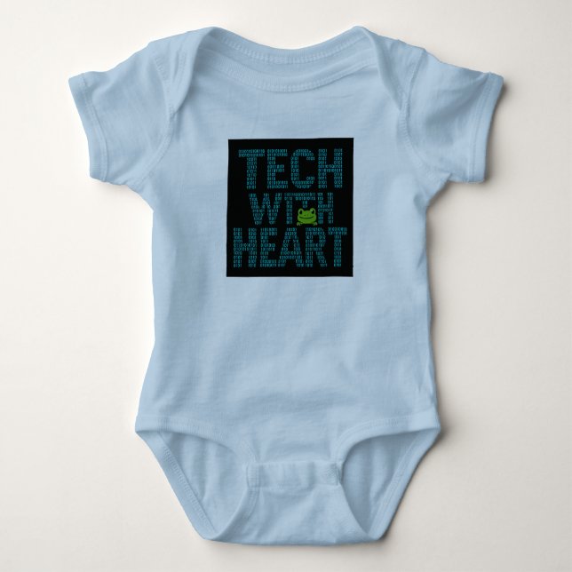 AI: Tech With Heart Frog  Baby Bodysuit (Front)